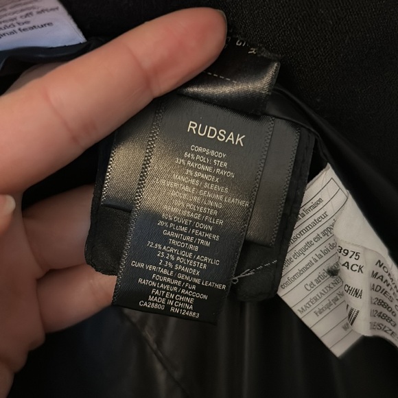 Rudsak Black Suzy Duvet, Leather and  Fur Coat - Picture 5 of 6